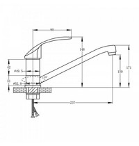 Смеситель для кухни Solone 4L-A045 (силумин d=35 L=25 под шпильку хром) 62088