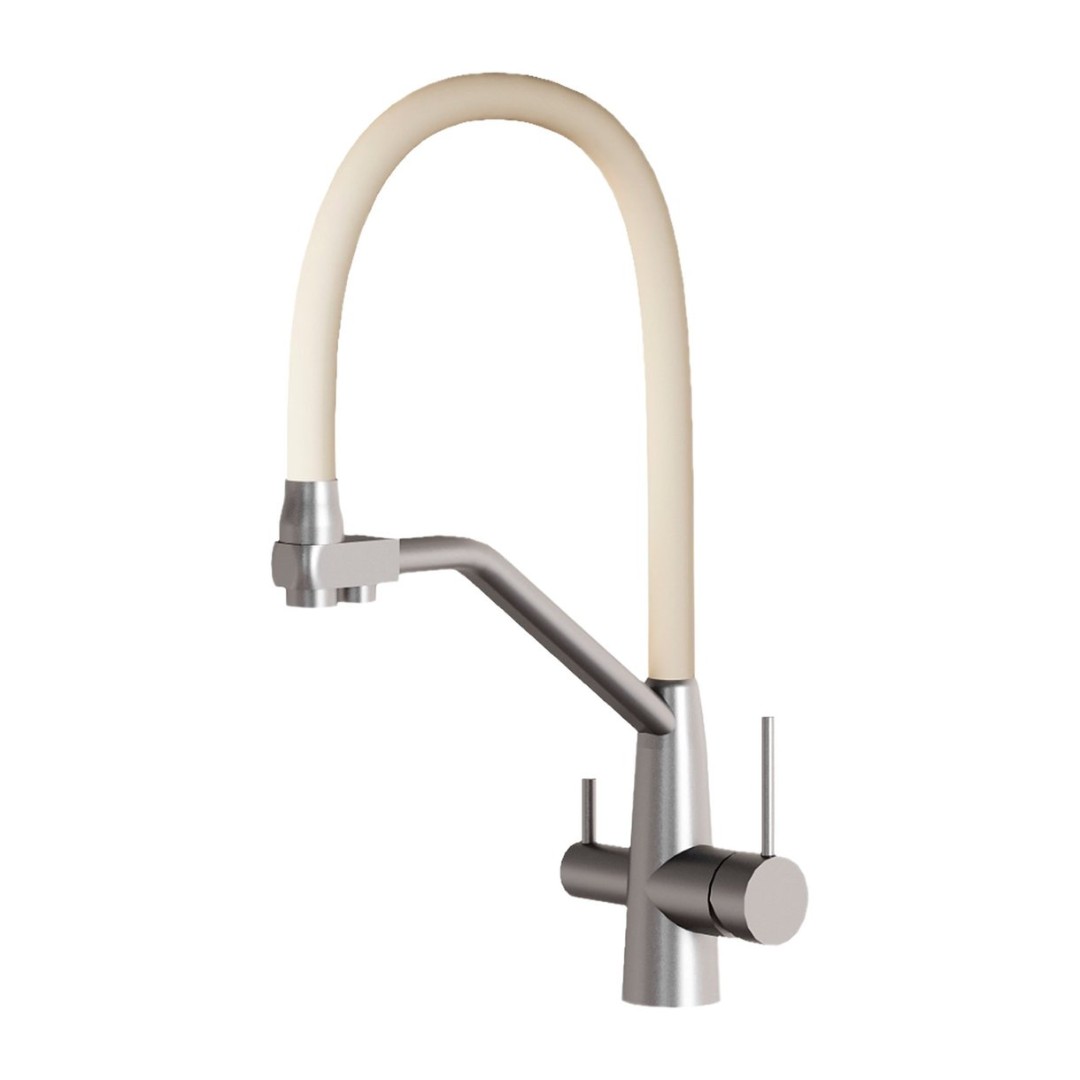 Смеситель для кухни AVRORA Kitchen AV9006S (с высоким гибким изливом с подключением к фильтру бежевый)