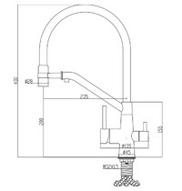 Смеситель для кухни AVRORA Kitchen AV9009B (с высоким гибким изливом черный)