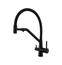 Смеситель для кухни AVRORA Kitchen AV9009B (с высоким гибким изливом черный)