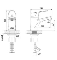 Смеситель одноручный для умывальника Rossinka D 40-13 (монолитный хром)