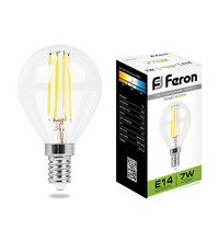 Лампа светодиодная Feron LB-52 25875 7Вт 230В E14 4000K (прозрачный шар)
