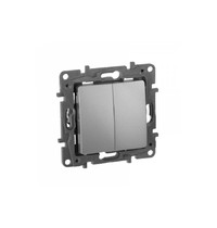 Выключатель Legrand Etika Plus 672412 (2-клавишный, алюминиевый)