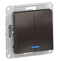 Выключатель Schneider Electric AtlasDesign 10А (2-клавишный, с подсветкой, мокко)
