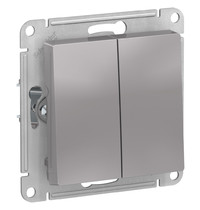 Выключатель Schneider Electric AtlasDesign 10А (2-клавишный, сталь)