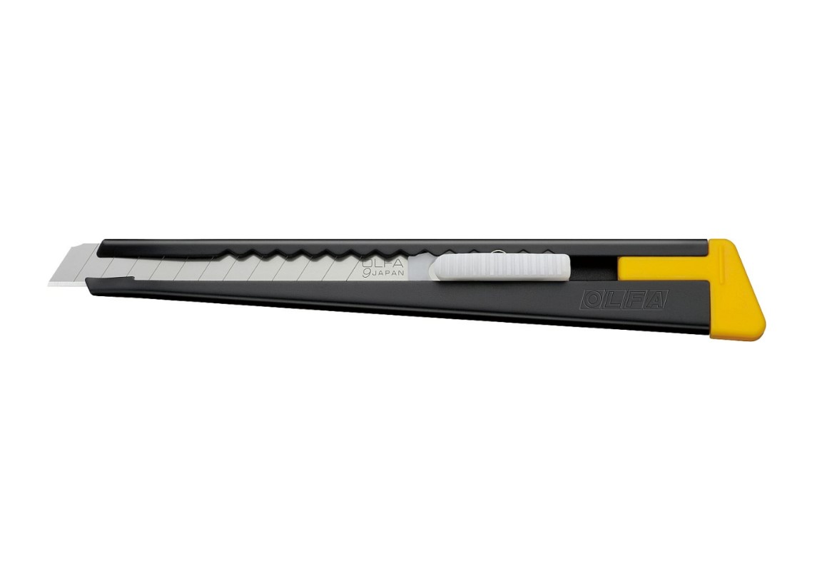 Нож монтажный Olfa OL-180-BLACK 9мм (с выдвижным лезвием, черный)