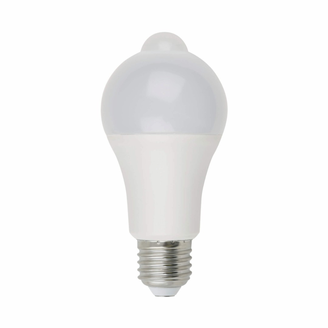 Лампа светодиодная Uniel LED-A60-12W/4000K/E27/PS+MS PLS10WH UL-00005713 (с датчиком освещенности и движения, форма А, матовая)