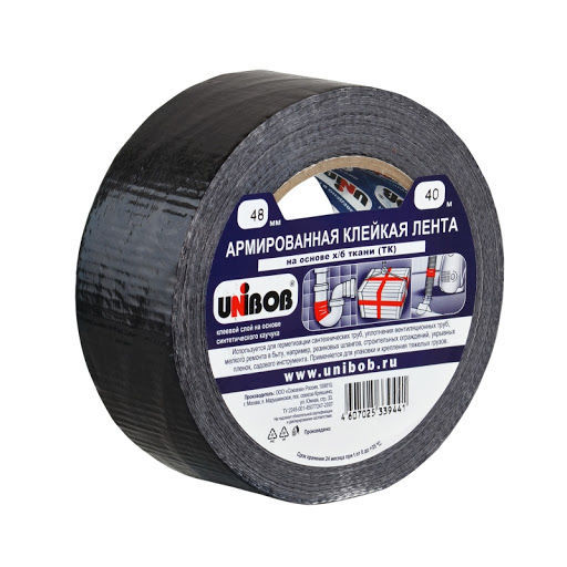 Лента клейкая армированная Unibob К53226 48мм х 40м (черная)