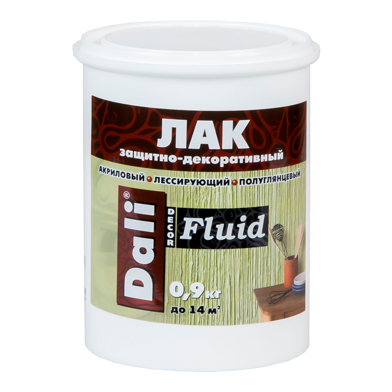 Лак для декоративных покрытий Dali Decor Fluid 0,9кг (акриловый. бесцветный)