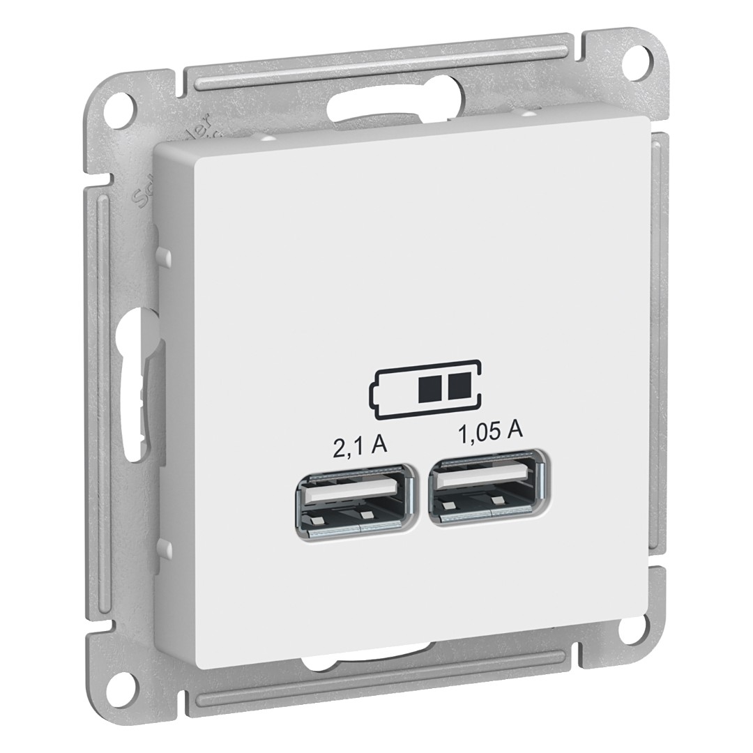 Розетка USB Schneider Electric AtlasDesign ATN000933 5B 1х2,1А 2х1,05А