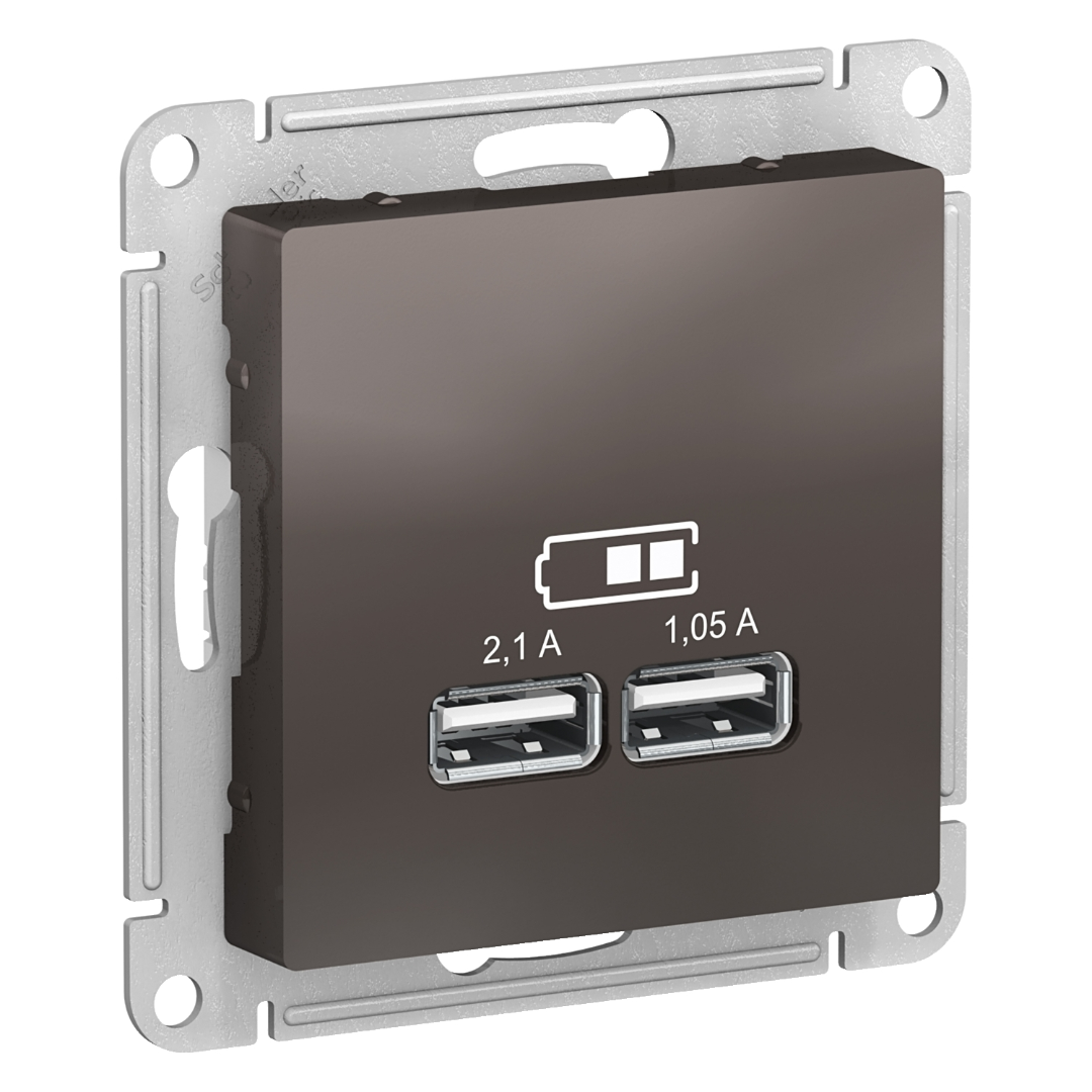 Розетка USB Schneider Electric AtlasDesign ATN000633 5В 1х2,1А 2х1,05А