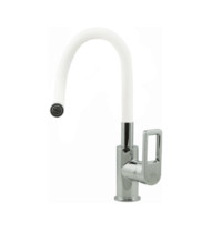 Смеситель для кухни Rossinka Z35-35U White (с гибким цветным изливом, хром, бел)