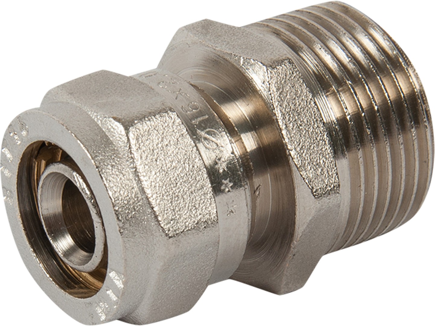 Соединитель обжимной Valtec VTm.301.N.001605 16мм х 3/4 дюйма (с переходом на наружную резьбу)