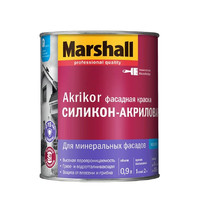 Краска фасадная Marshall Akrikor 0,9л (силикон-акриловая, матовая, база BW)