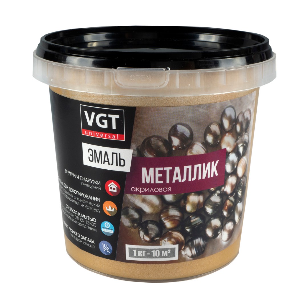 Эмаль декоративная VGT ВД-АК-1179 1кг (металлик, золото)