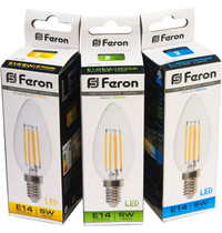 Лампа светодиодная Feron LB-58 25573 4LED 5Вт 230В E14 4000K (филаментная, свеча)