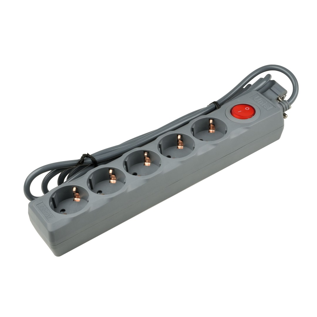 Фильтр сетевой Uniel Universal S-GSU5-5 GREY UL-00001749 3 х 0,75мм2 10А 5м (ПВС)