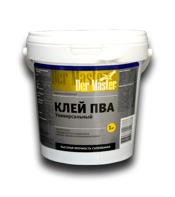 Клей ПВА строительный Der Master 62201 1кг (универсальный)
