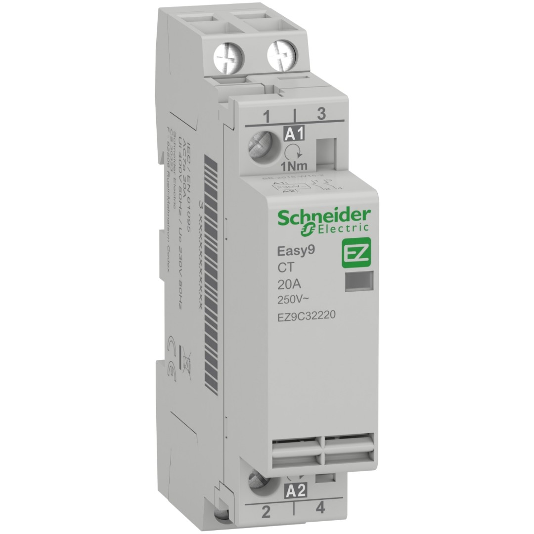 Контактор Schneider Electric EASY9 СТ EZ9C32220 20А 2НО 230-250В АС 50Гц (модульный)