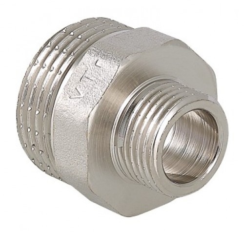 Ниппель переходной резьбовой Valtec VTr.580.N.0402 1/2х1/4 дюйма (резьба наружная-наружная)