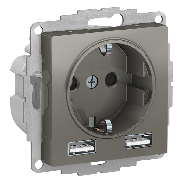 Розетка штепсельная Schneider Electric AtlasDesig 1340084 16А IP20 1 х 5B/2.4A 2 х 5B/1.2А (2 USB A+A)