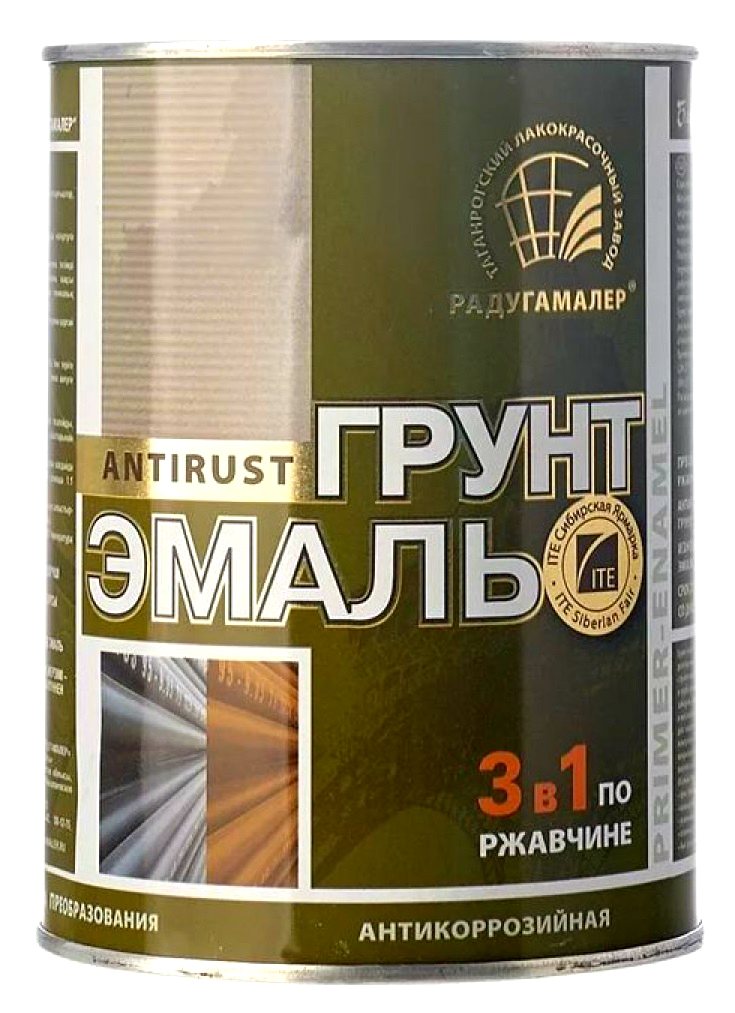 Грунт-эмаль по ржавчине Радугамалер 0,9кг (графит)