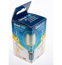 Лампа светодиодная Uniel GLA01TR LED-G45-5W/WW/E14/CL/DIM UL-00002866 3000K (диммируемая)