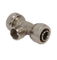 Тройник обжимной Valtec VTm.333.N.260526 26мм х 3/4 дюйма (с переходом на наружную резьбу)