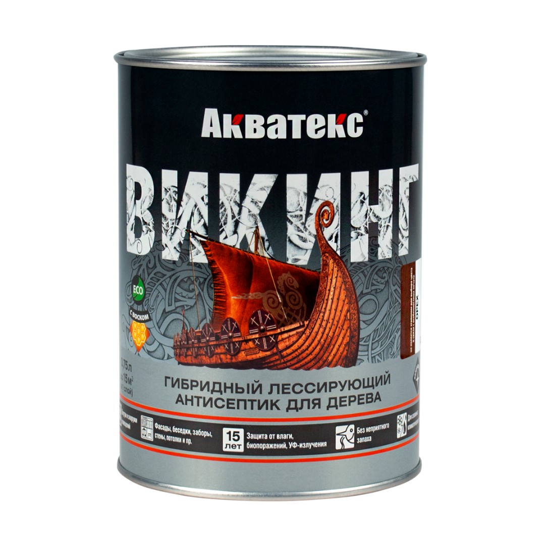 Антисептик лессирующий для дерева Акватекс Викинг 80254 0,75л (полуматовый, орех)