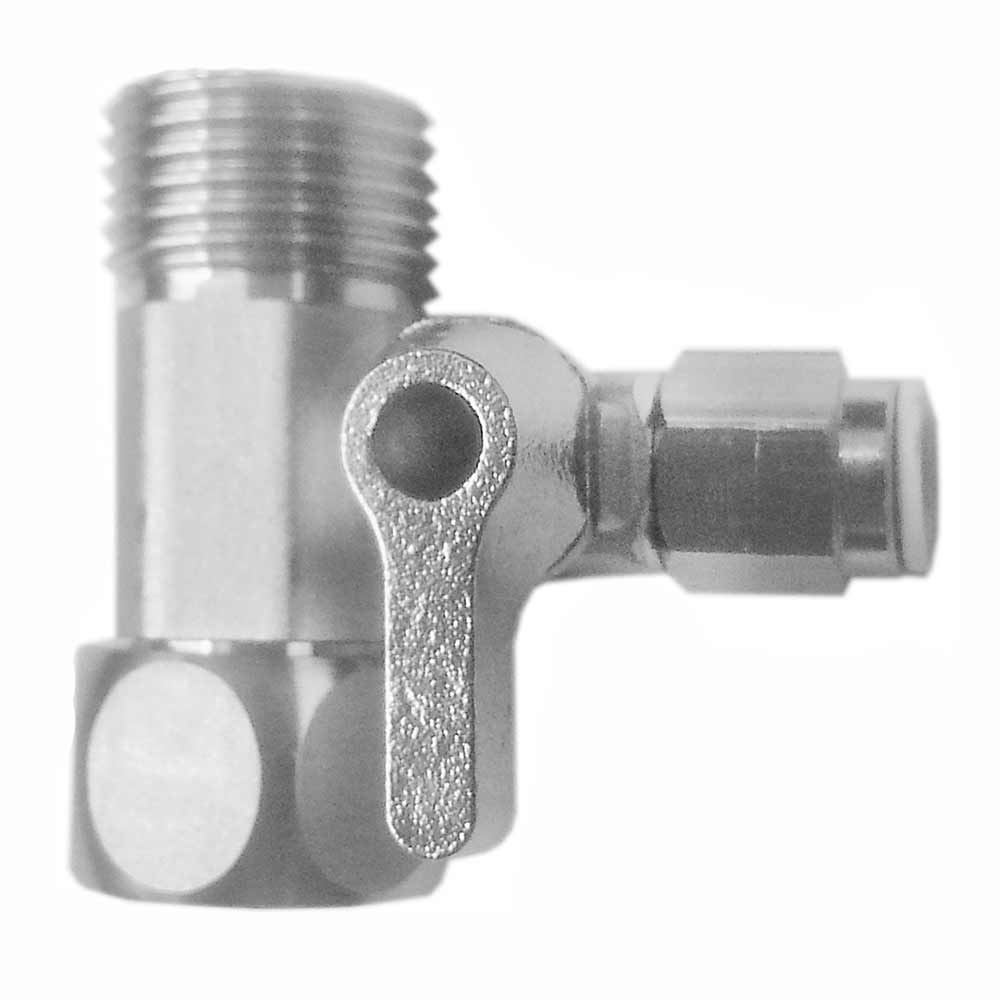Тройник с краном ITA Filter F9007 1/2 х 1/2 х 1/4 дюйма (латунь, хром)