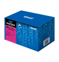 Гирлянда бахрома светодиодная Uniel ULD-B3010-200/TWK BLUE UL-00002330 IP67 3м (с эффектом мерцания, синий свет)