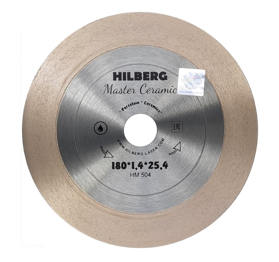 Диск отрезной алмазный Hilberg Master Ceramic HM504 180мм х 25мм х 25,4мм х 1,4мм (сплошной, ультратонкий)