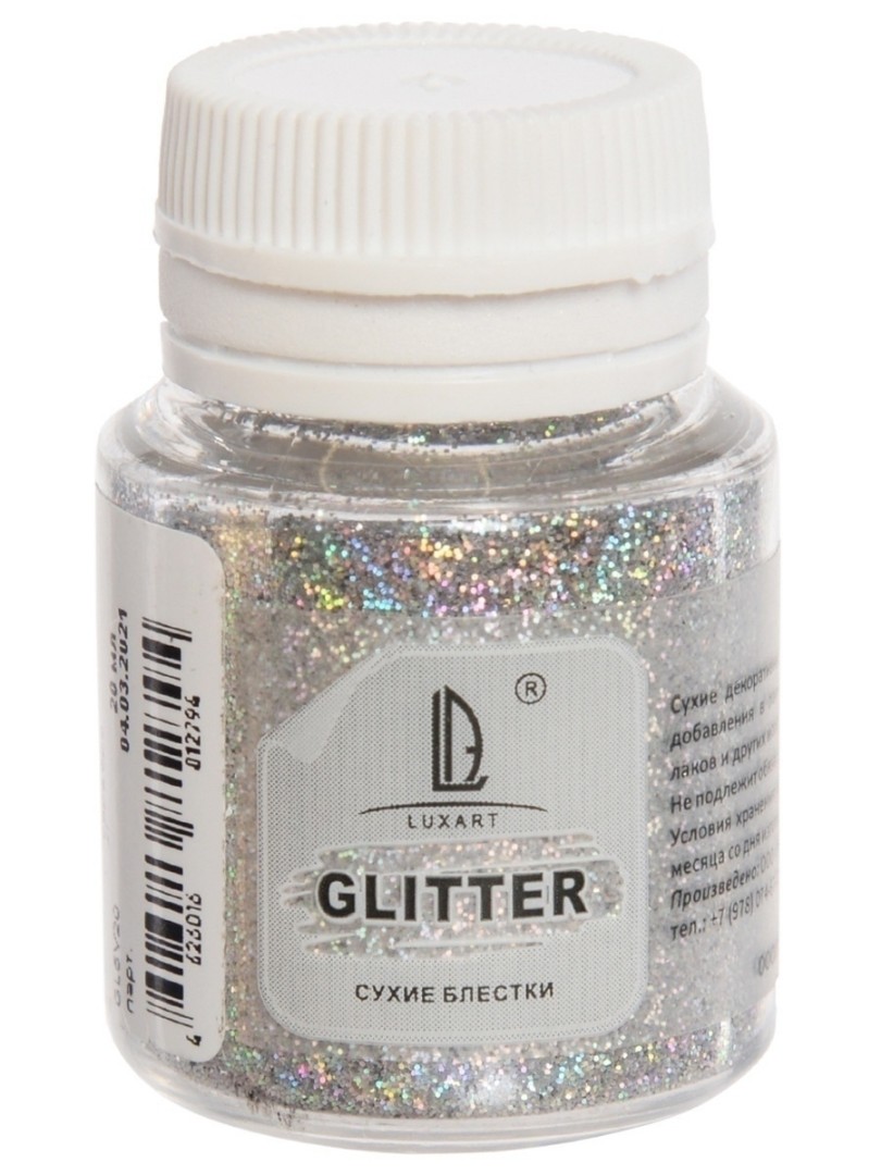 Блестки декоративные Luxart Glitter 0,05кг (серебряный голографический)