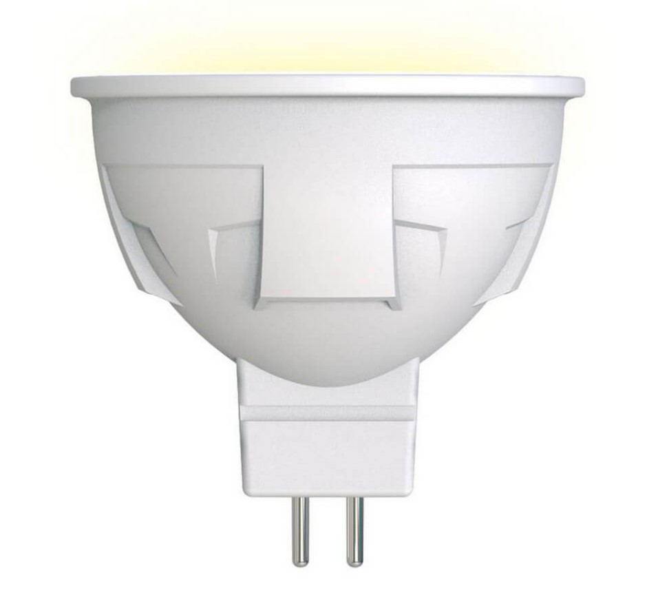 Лампа светодиодная Uniel LED-JCDR 6W/WW/GU5.3/FR/DIM PLP01WH 3000К (диммируемая, JCDR, матовая, теплый свет)