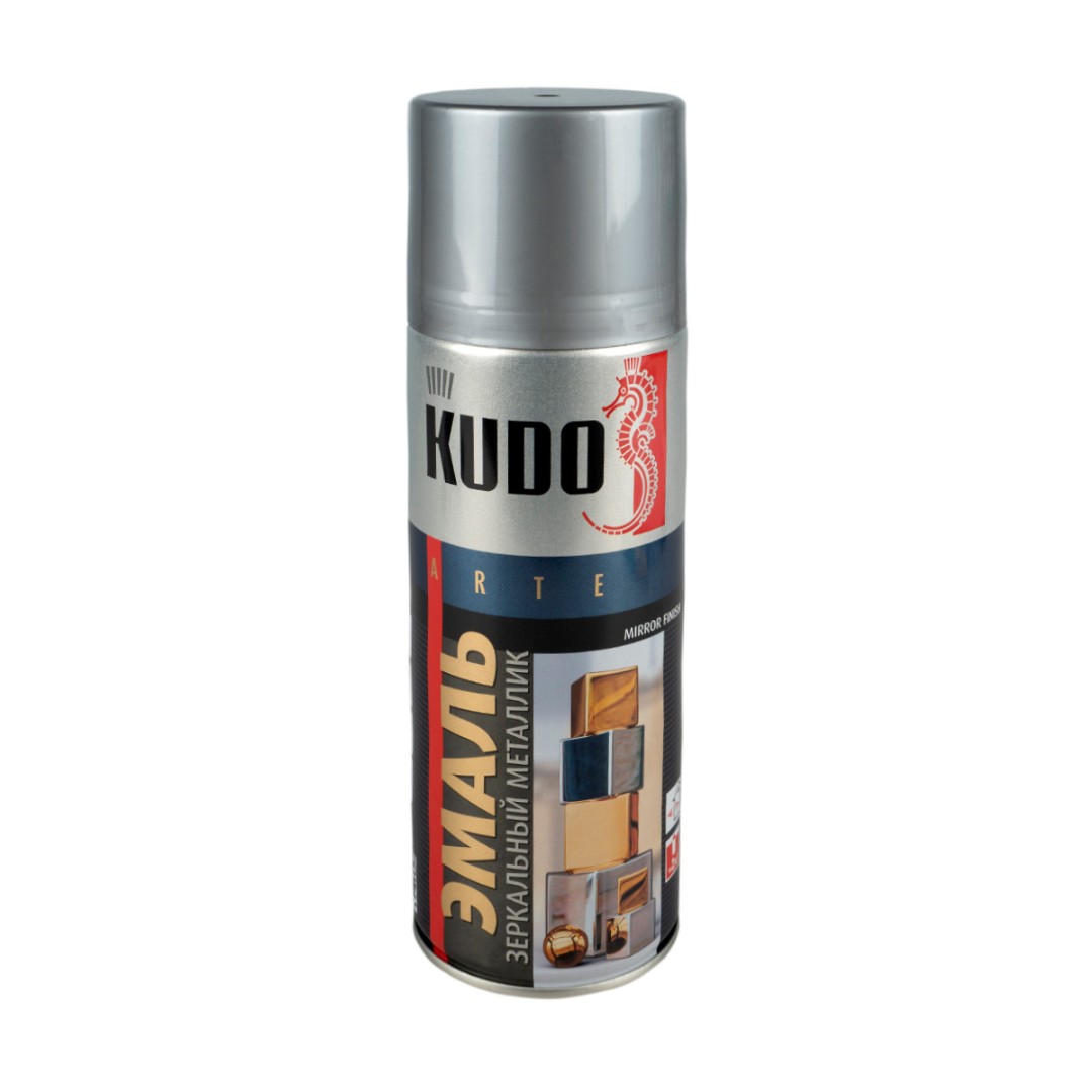 Эмаль аэрозольная универсальная Kudo Mirror Finish KU-1033 520мл (зеркальный металлик, хром зеркальный)