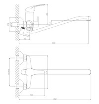Смеситель для ванны Rossinka A35-34 (универсальный, с S-образным изливом)