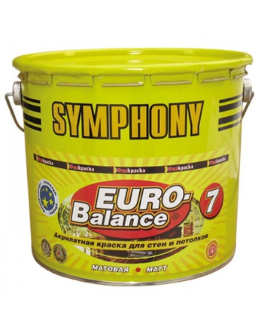 Краска для стен и потолков Symphony Euro-Balance 7 2,7л (база A, акриловая, матовая)