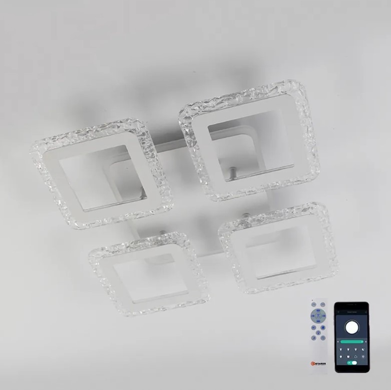 Люстра управляемая светодиодная Estares Tetra Ice RGB 50W+20W 4S-APP-390X86-WHITE/CLEAR-220-IP20 УУО00003642
