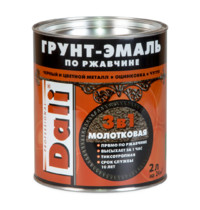 Грунт-эмаль по ржавчине Dali 3 в 1 2л (молотковая, черная)