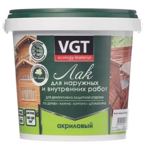 Лак декоративно-защитный для дерева VGT 11600826 0,9кг (матовый, акриловый, бесцветный)