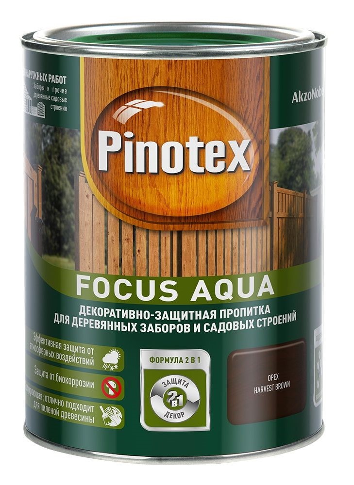 Пропитка декоративная для защиты древесины Pinotex Focus Aqua 5196329 5л (орех)