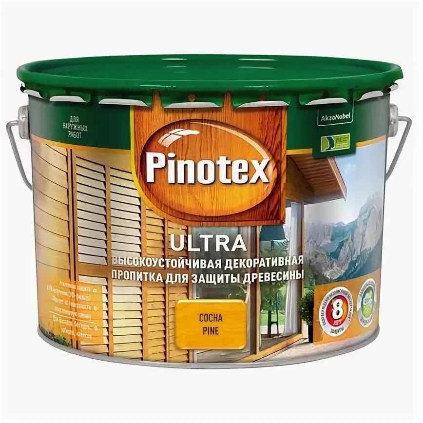 Пропитка декоративная для защиты древесины Pinotex Ultra 5234372 2,7л (сосна)