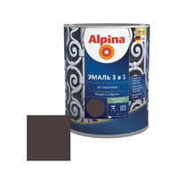 Грунт-эмаль по ржавчине Alpina 948104216 0,75л (алкидная, быстросохнущая, шелковисто-матовая, шоколадно-коричневая RAL8017)