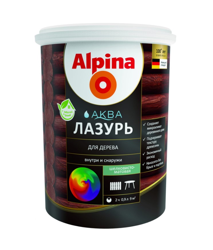 Лазурь для дерева Alpina Аква 948103475 0,9л (тик)