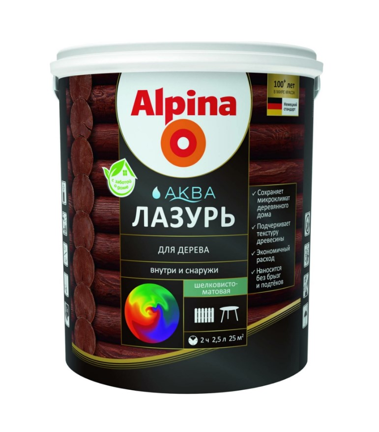 Лазурь для дерева Alpina Аква 948103477 2,5л (тик)