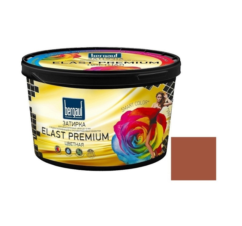Затирка для межплиточных швов Bergauf Elast Premium 36978 2кг (до 10мм, коричневая)
