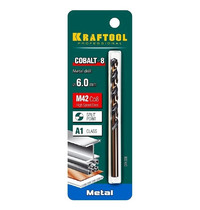 Сверло по металлу спиральное Kraftool Cobalt 29656-6 6.0мм х 93мм (HSS-Co 8%, сталь М42 S2-10-1-8)