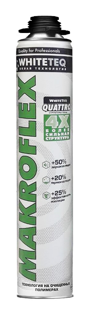 Пена монтажная Makroflex WhiteTeq PRO 750мл (белая, бытовая, летняя)