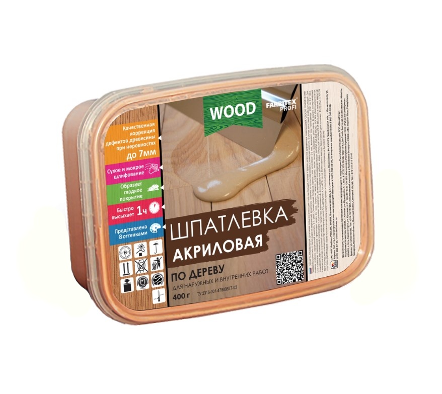 Шпатлевка акриловая по дереву Farbitex Profi Wood 4300004763 0,4кг 0,25л (бук)