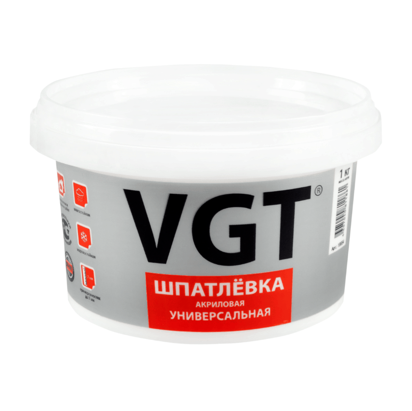 Шпатлевка акриловая универсальная VGT 1 кг (для наружних и внутренних работ)